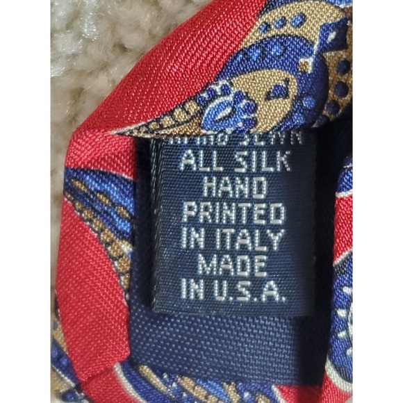 Jos A Banks Collection Men's Neck Tie Red Paisley 100% Silk USA 58" - Picture 4 of 5